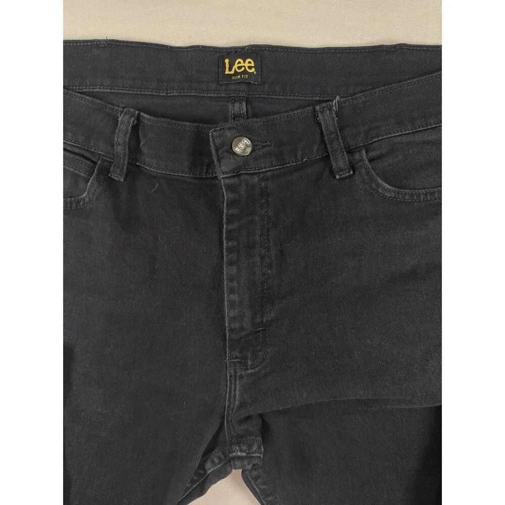 Men’s Lee Slim Fit Tapered Leg Jeans Stretch 40x32 Midnight Black